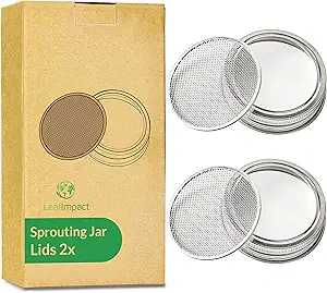 This image is of a cardboard box next two mason jar lids with a mesh insert.