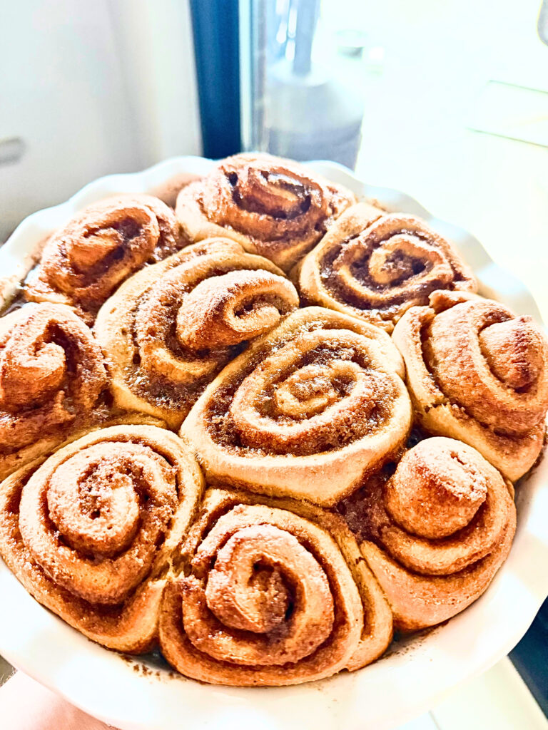 Baked Cinnamon rolls ready to ice
