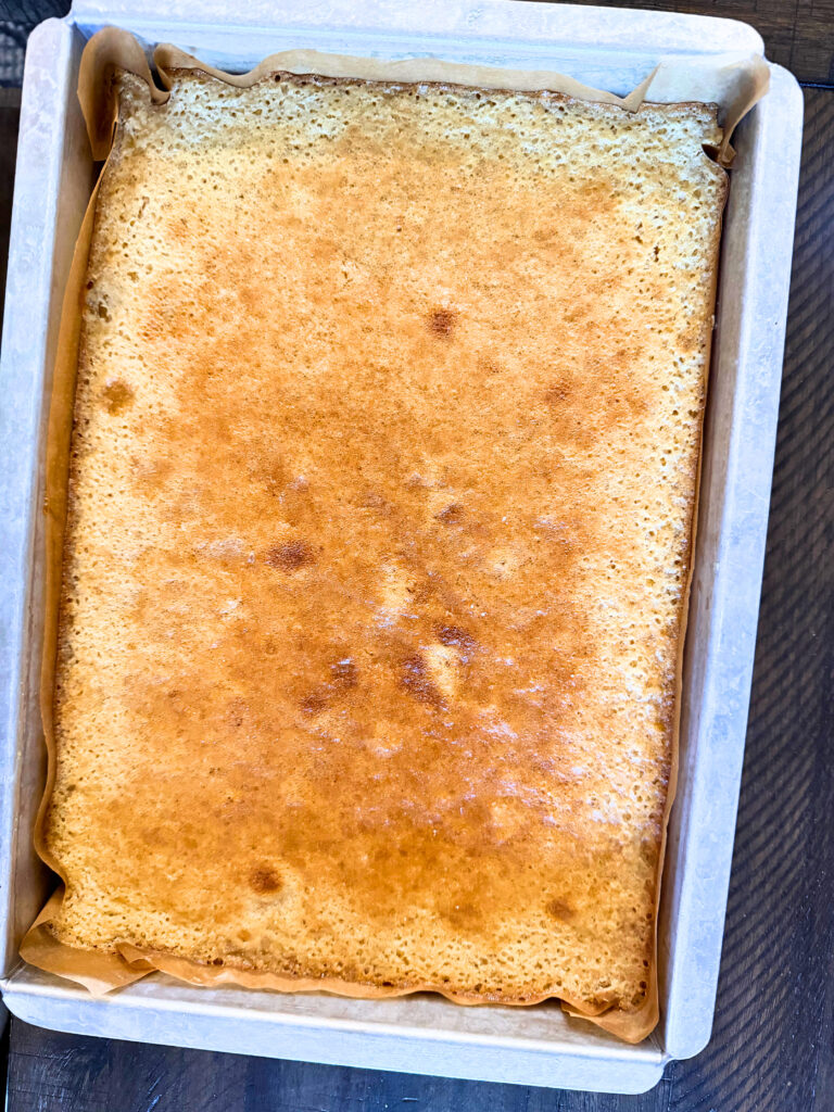 Lemon bars baked in a metal pan