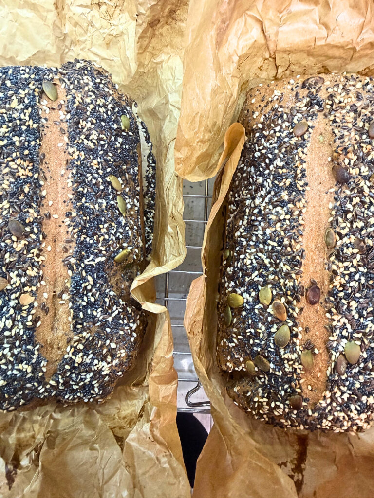 no-knead spelt bread baked